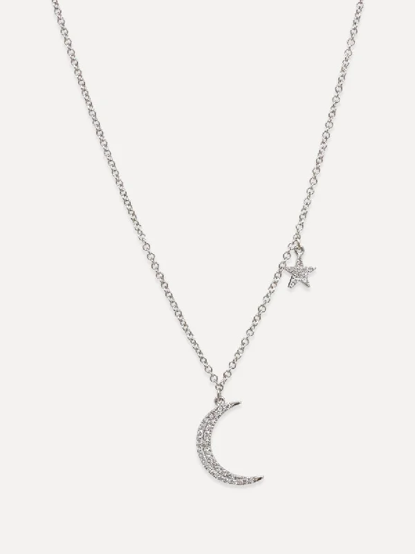 14K Diamond Moon & Star Necklace