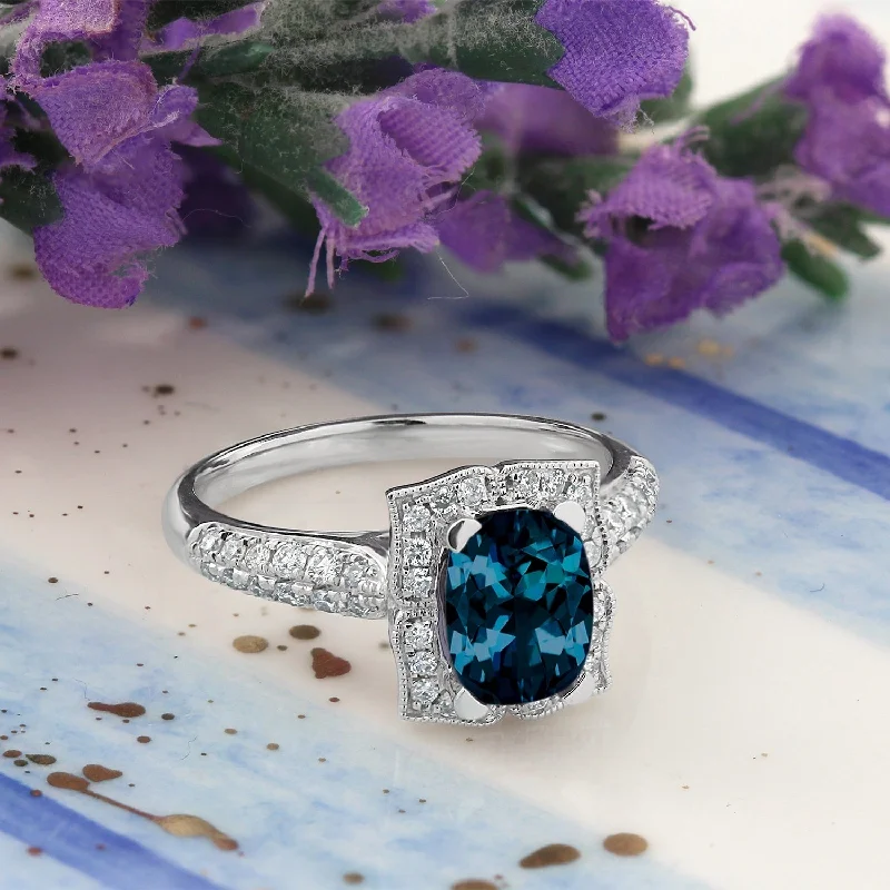 Auriya 1 3/8ct Fancy Cushion-cut London Blue Topaz Halo Diamond Engagement Ring 1/3ctw 14k Gold