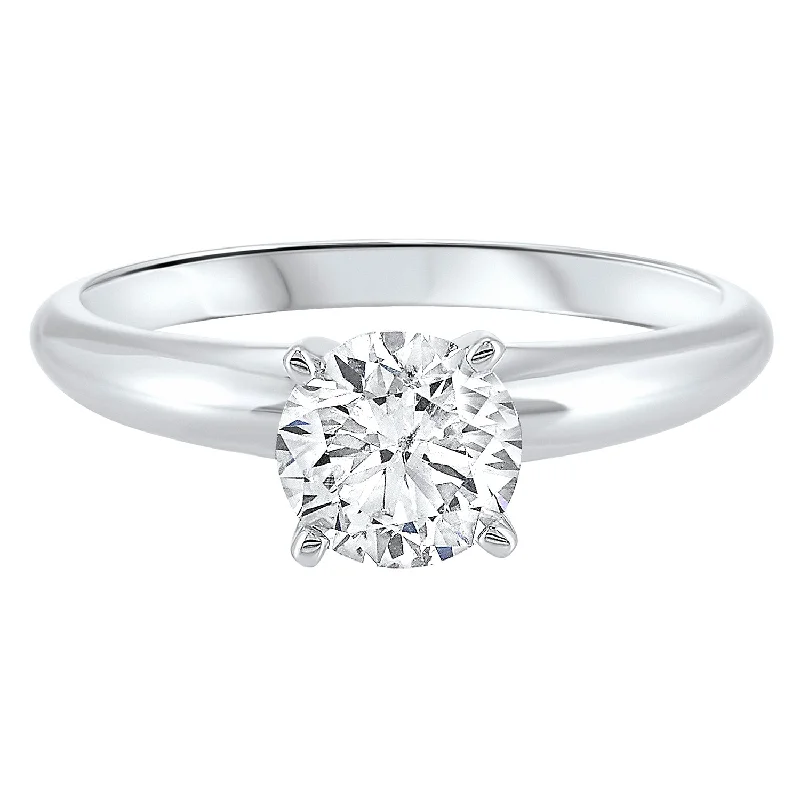 Solitaire Engagement Ring with Round Lab Created Diamond- 0.75 ct.