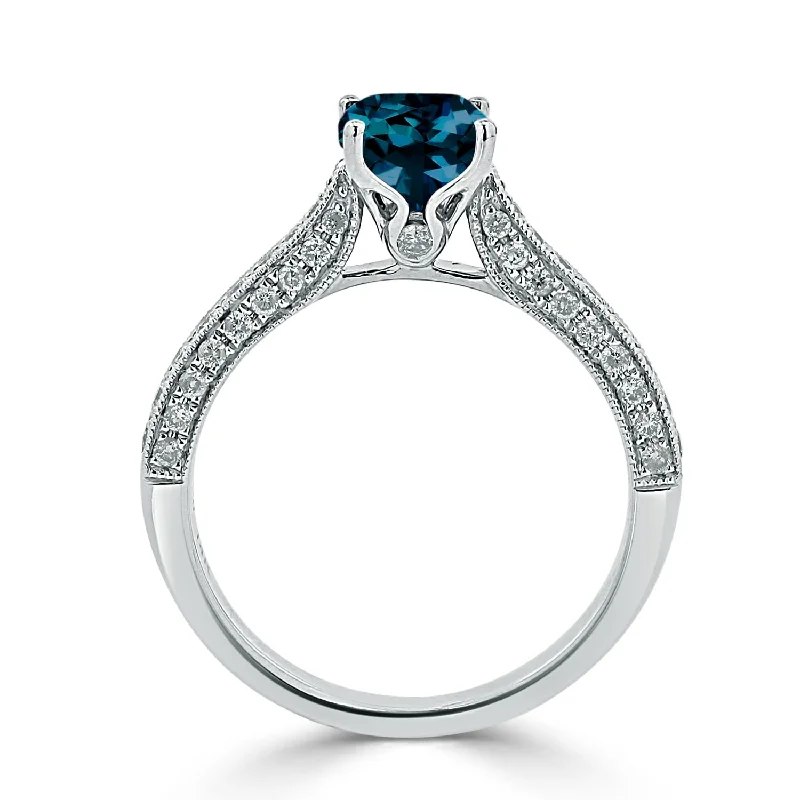 Auriya 1ct Unique Cushion-cut London Blue Topaz and Diamond Engagement Ring 3/8ctw 14k Gold