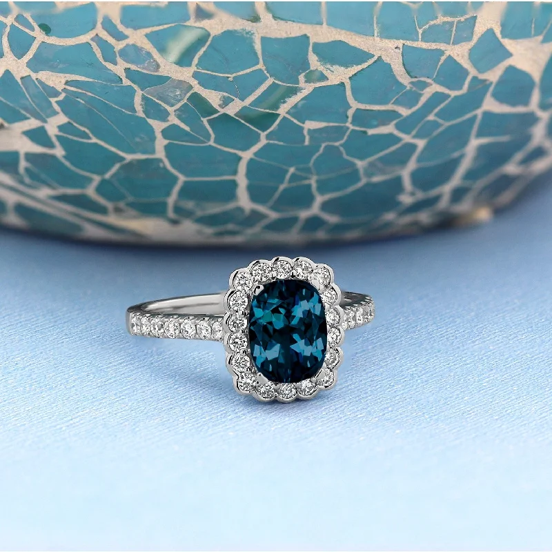 Auriya Vintage 1 1/3ct Cushion-cut London Blue Topaz Halo Diamond Engagement Ring 1/2ctw 14k Gold