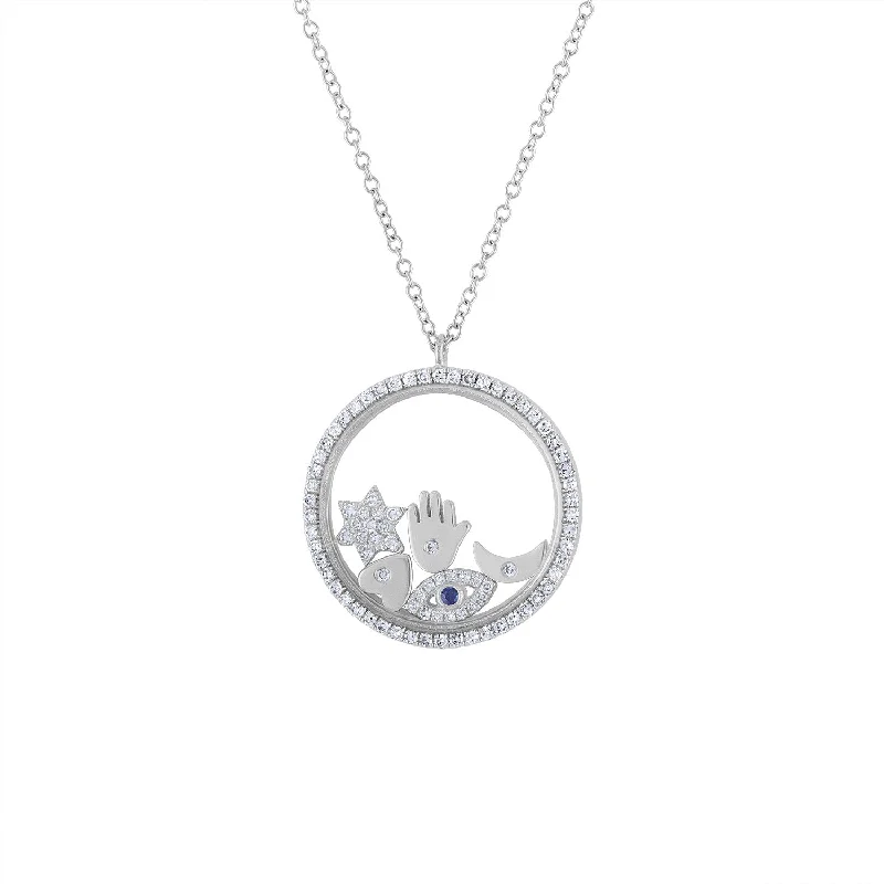 14KT GOLD DIAMOND FLOATING CHARM PENDANT NECKLACE