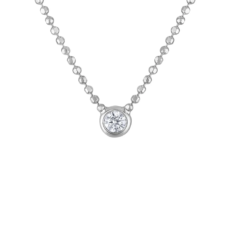 14KT GOLD DIAMOND MEDIUM BEZEL BALL NECKLACE