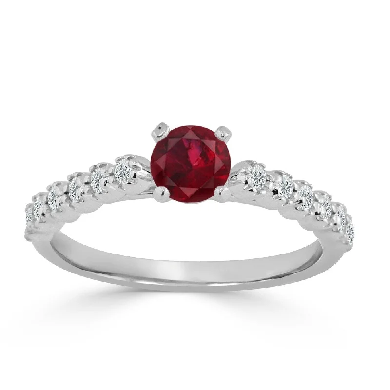 Auriya 2/5ct Ruby and 1/5ct Round Diamond Engagement Ring 14K Gold