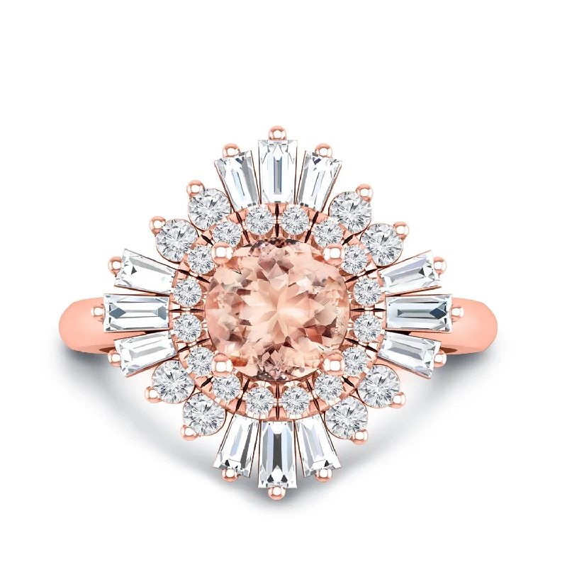 Auriya 1ct Morganite and Diamond Ballerina Engagement Ring 3/4ctw 14k Gold