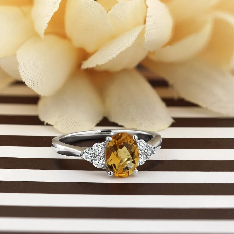 Auriya 1 1/10ct Oval Citrine and Diamond Engagement Ring 1/4ctw 14k Gold