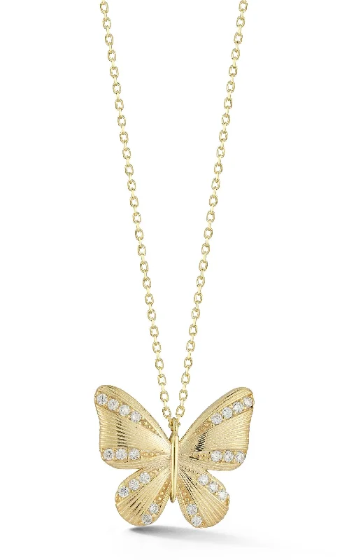 Striped CZ Butterfly Necklace