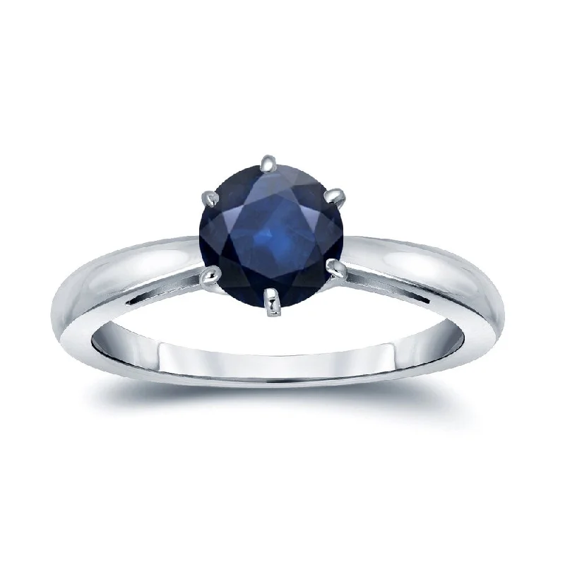 Auriya 14k Gold Blue Sapphire Solitaire Engagement Ring 1 1/4ct TGW