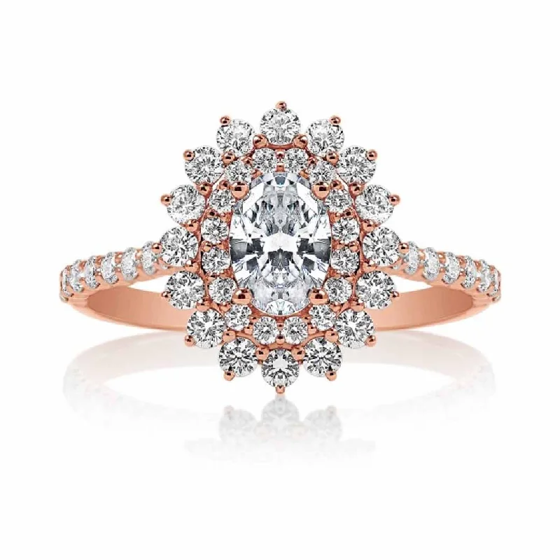 0.82 ctw Diamond Halo Engagement Ring