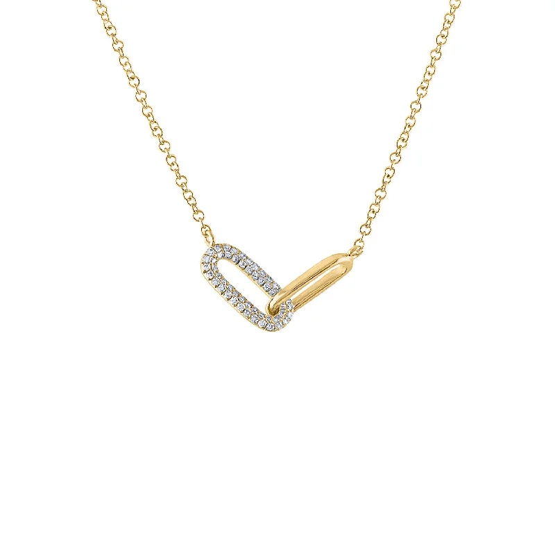 14KT GOLD DIAMOND INTERLOCKING OVAL LINK NECKLACE