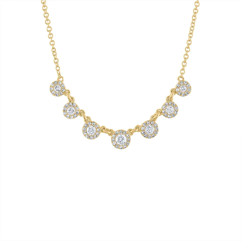 14KT GOLD SEVEN MARTINI SET DIAMOND NECKLACE