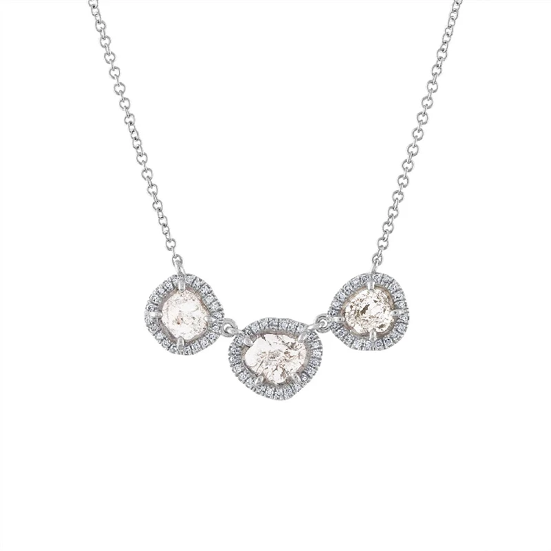 14KT GOLD THREE SLICE DIAMOND NECKLACE