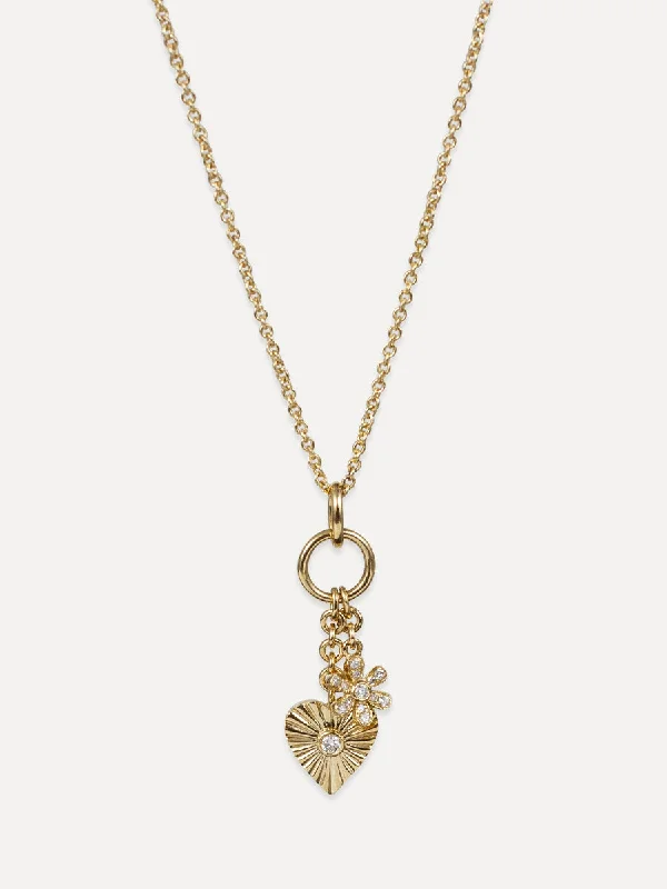 14K Diamond Heart Charm Necklace