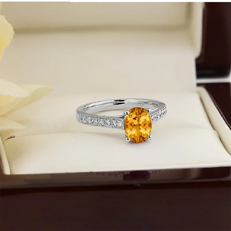 Auriya 1 1/5ct Fancy Oval Citrine and Diamond Engagement Ring 1/4ctw 14k Gold