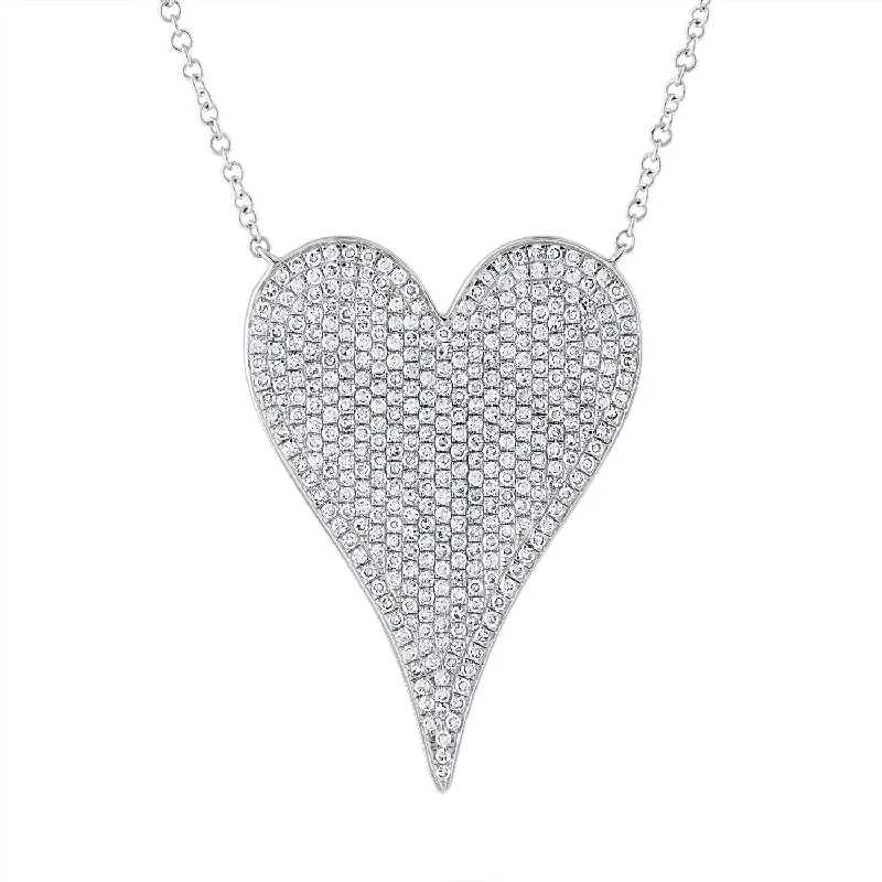 14KT GOLD DIAMOND JUMBO MODERN HEART NECKLACE