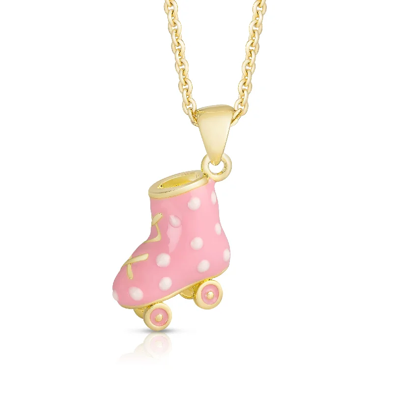 3D Roller Skate Necklace (White Polka Dot)