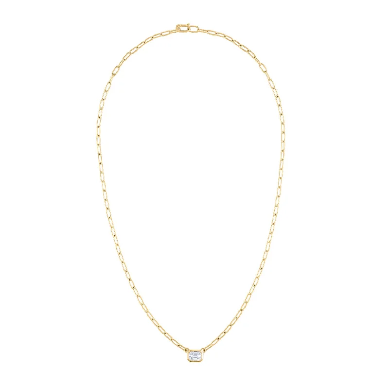 14KT GOLD DIAMOND HEXAGON LINK NECKLACE