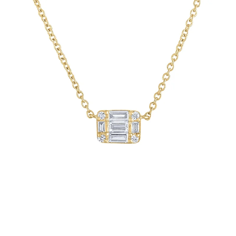 14KT GOLD DIAMOND BAGUETTE ILLUSION NECKLACE