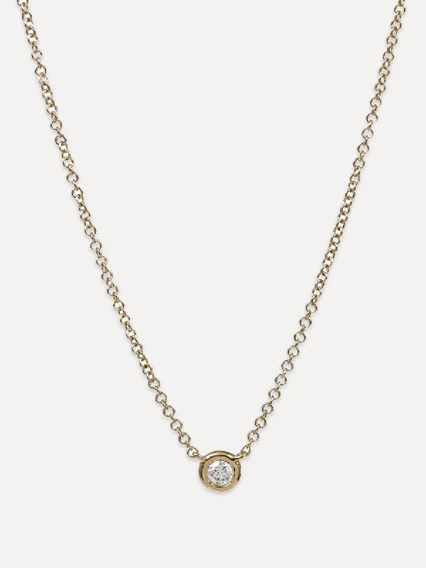 14K Single Diamond Choker Necklace