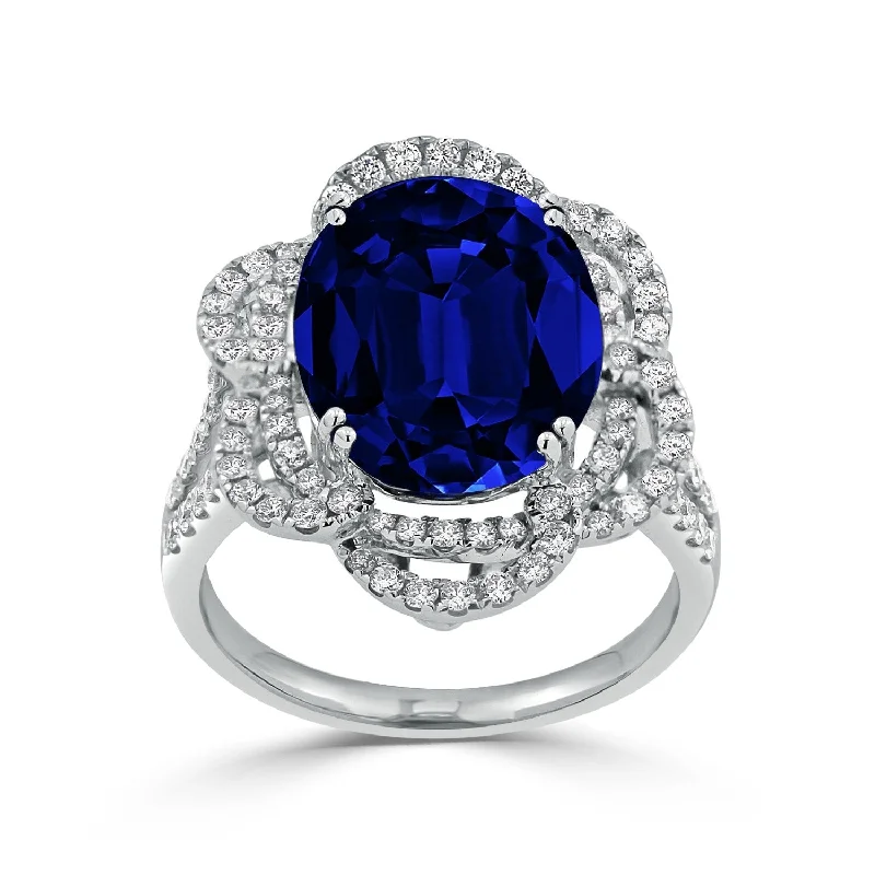 Auriya 18k Gold 8 1/2ct Oval Blue Sapphire Halo Diamond Engagement Ring 3/4ct TDW