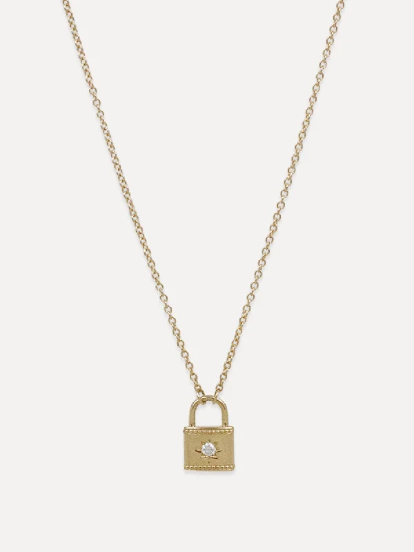 14K Diamond Padlock Necklace