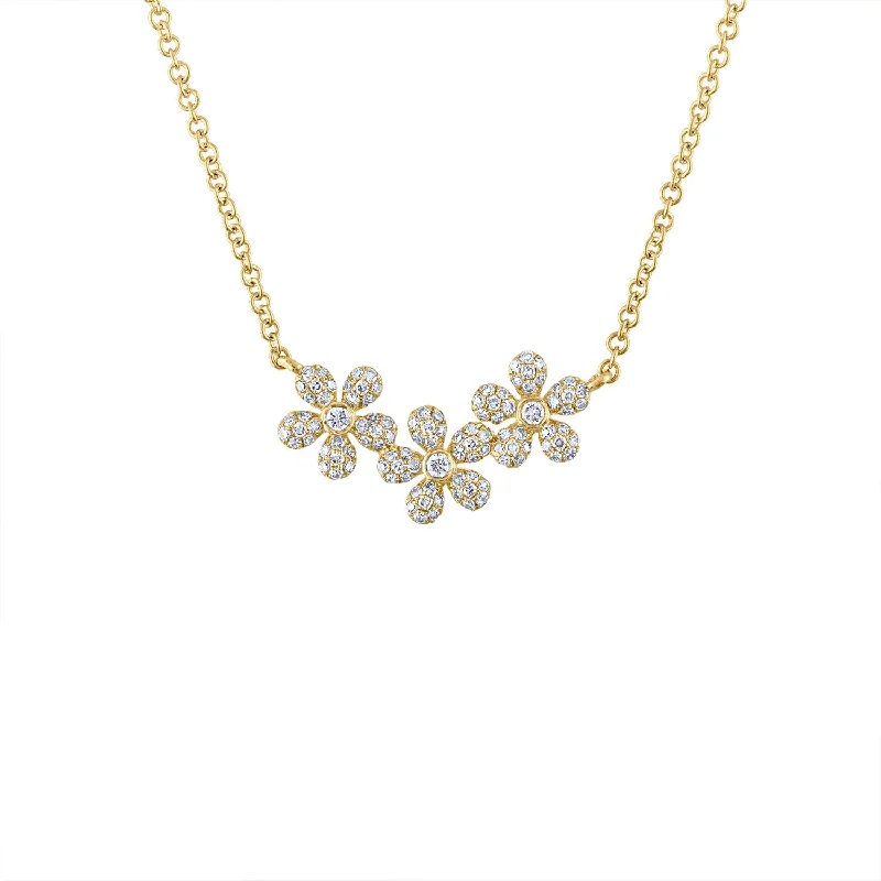 14KT GOLD DIAMOND DAISY NECKLACE