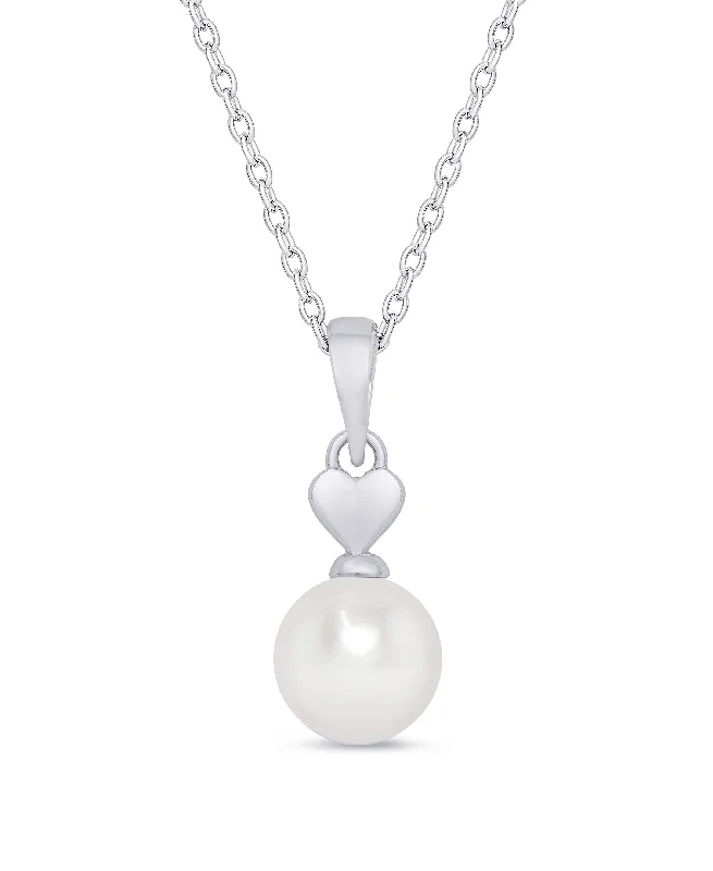 Heart & Freshwater Pearl Pendant in Sterling Silver