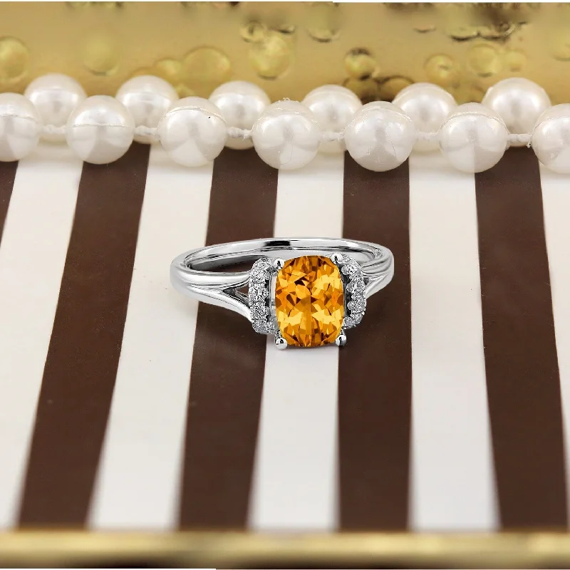 Auriya 1 3/4ct Modern Cushion-cut Citrine and Diamond Engagement Ring 1/4ctw 14k Gold