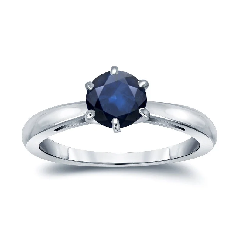 Auriya 14k Gold Blue Sapphire Solitaire Engagement Ring 1ct TGW