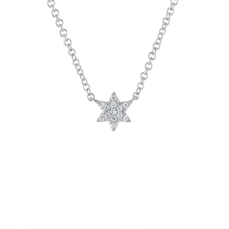 14KT GOLD DIAMOND MINI STAR OF DAVID NECKLACE