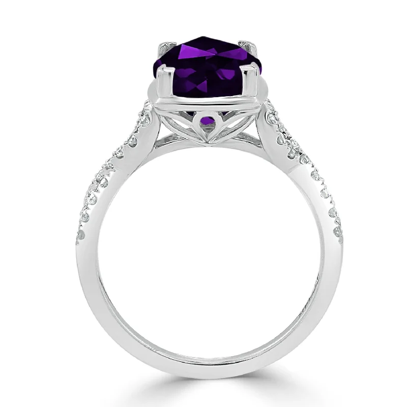 Auriya 2 1/3ct Cushion-cut Purple Amethyst and Diamond Engagement Ring 1/5ctw 14kt Gold