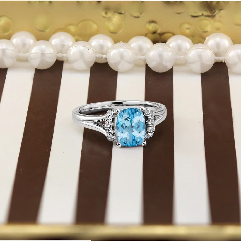 Auriya 1 3/4ct Modern Cushion-cut Sky Blue Topaz and Diamond Engagement Ring 1/4ctw 14k Gold