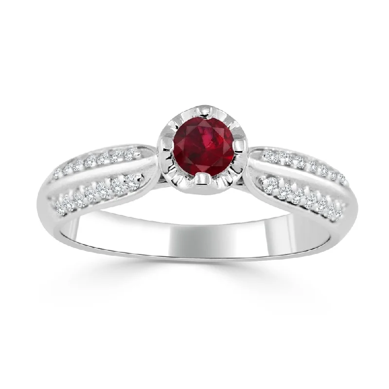 Auriya 1/5ct Ruby and 1/7ct TDW Diamond Engagement Ring 14K Gold