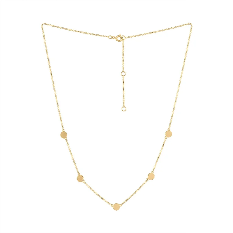 14KT GOLD PLAIN FIVE CIRCLE NECKLACE