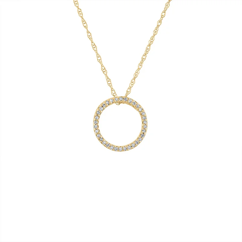 14KT GOLD SMALL DIAMOND OPEN CIRCLE NECKLACE