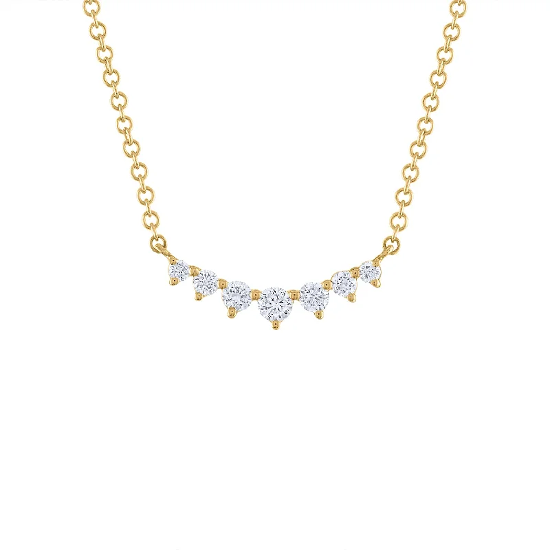 14KT GOLD DIAMOND SEVEN PRONG CURVE NECKLACE