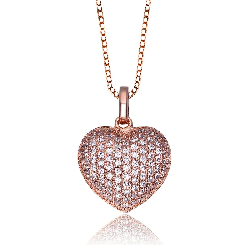 Louise Encrusted Rose Gold Heart Necklace