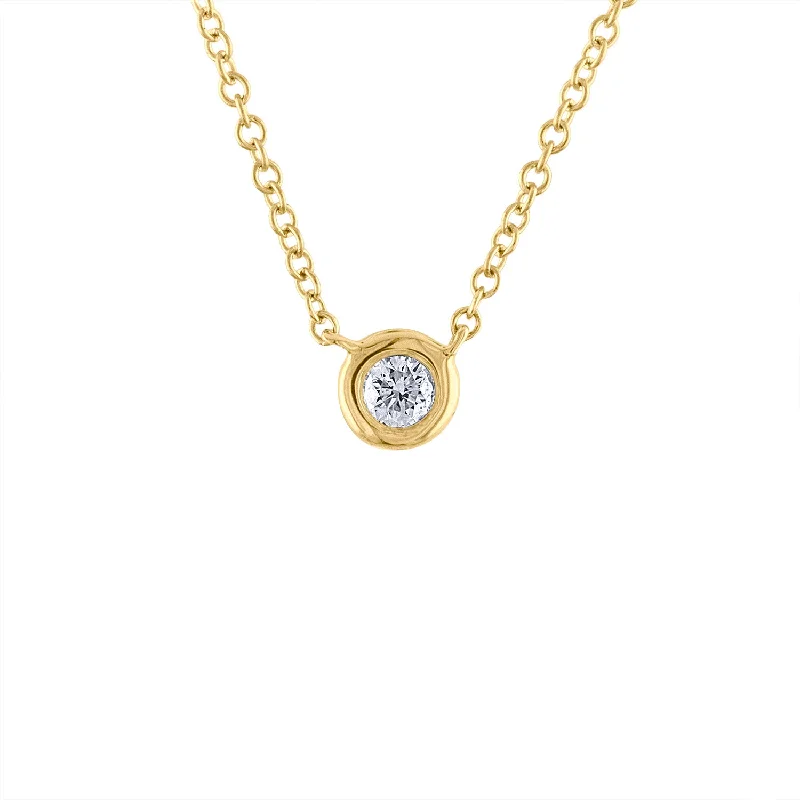 14KT GOLD DIAMOND SINGLE BEZEL SET NECKLACE