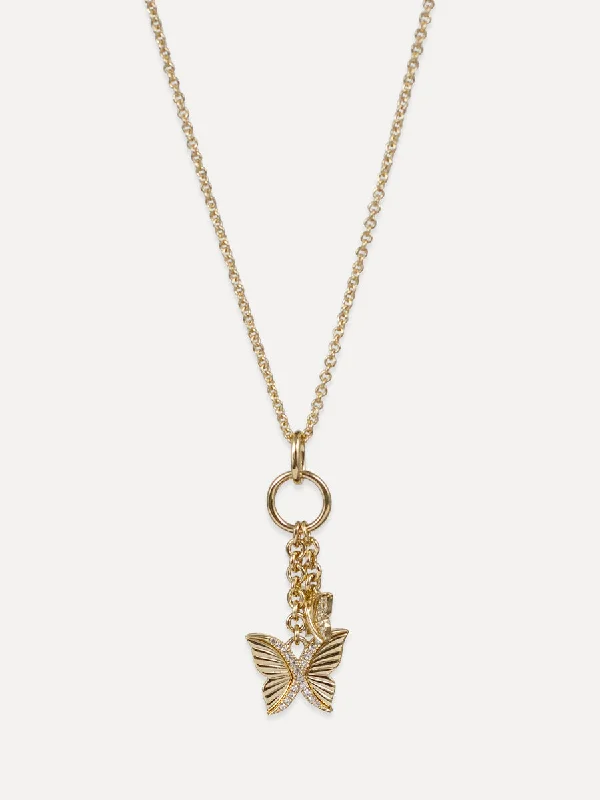 14K Diamond Butterfly Charm Necklace